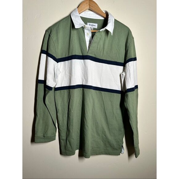 Goodfellow Men’s Green and Blue Rugby Polo Shirt Size Small NWOT - Picture 2 of 4
